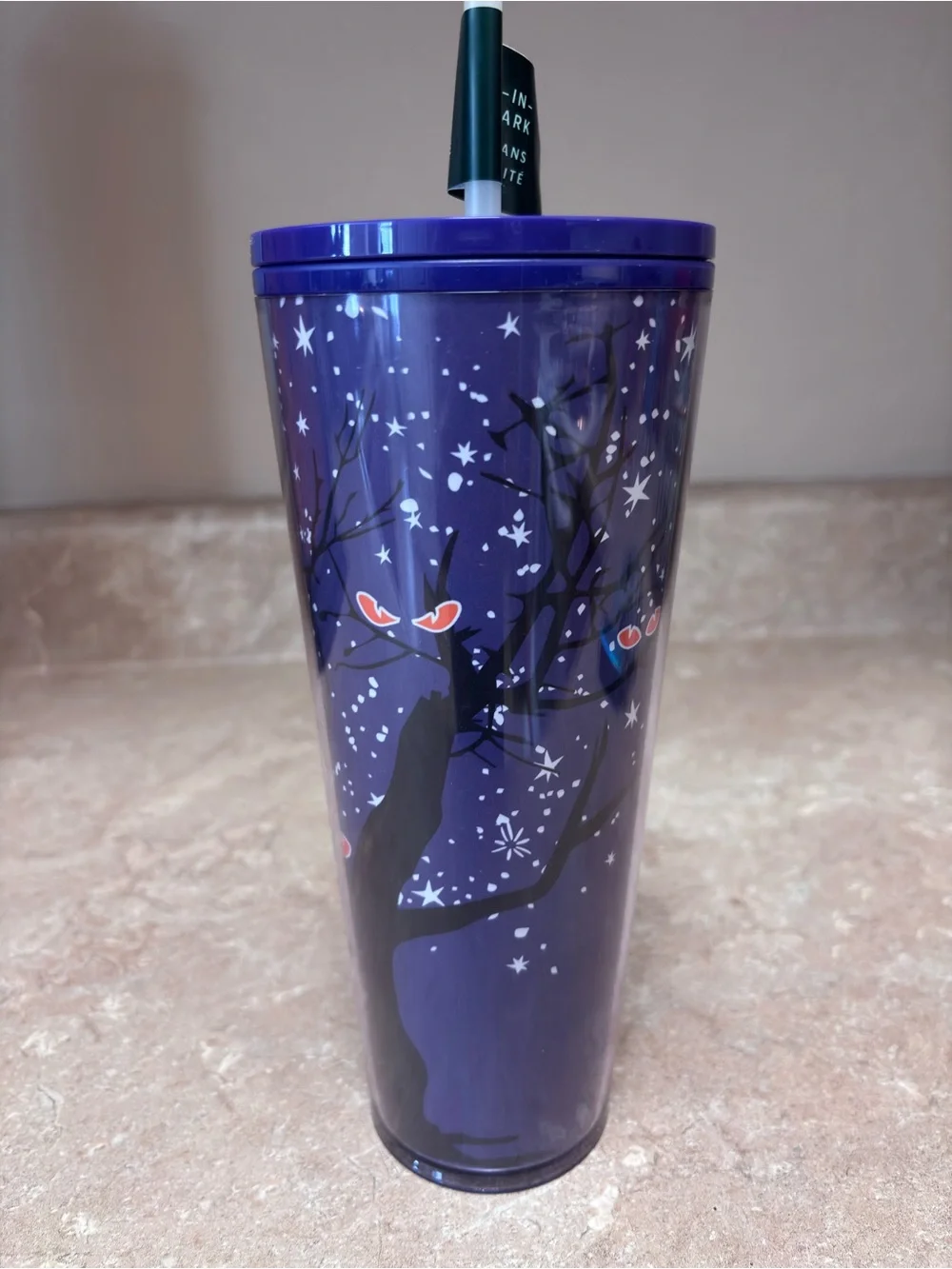 Starbucks Halloween 2022 Cat Eyes Glow-in-the-Dark Tumbler 24oz Purple Venti